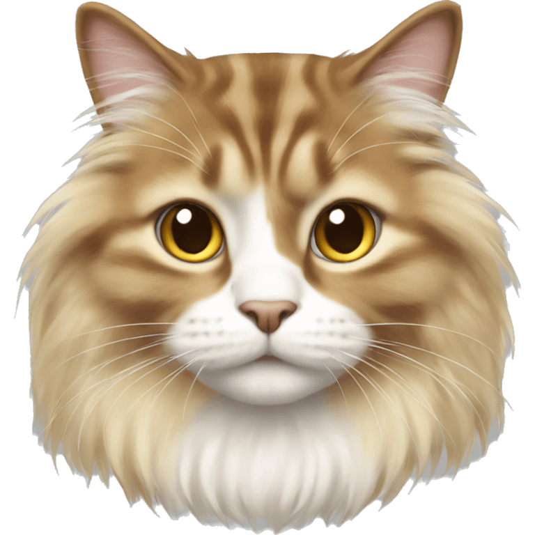 Cat with brown, blonde and white fluffy long hair emoji