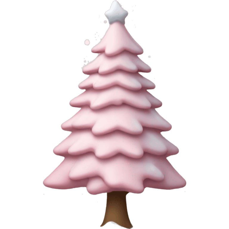 light pink christmas tree with snow emoji