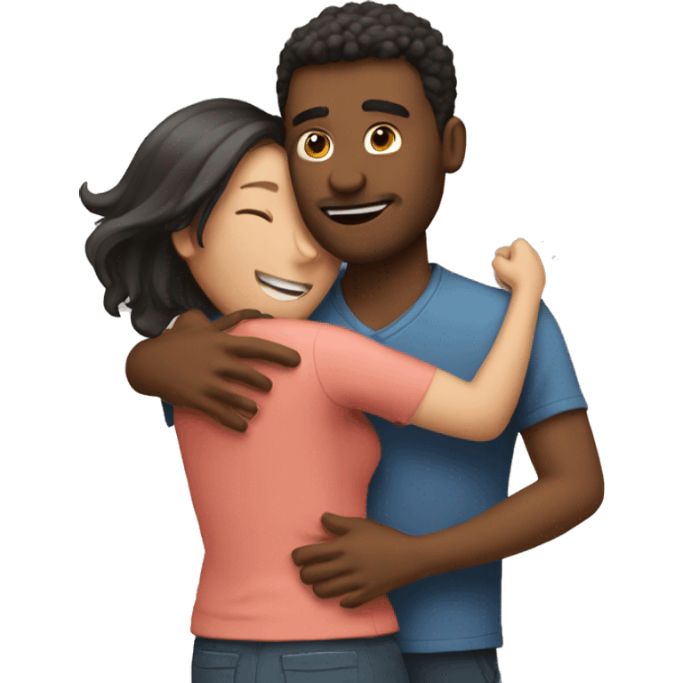 Guy giving girl hug to feel better emoji