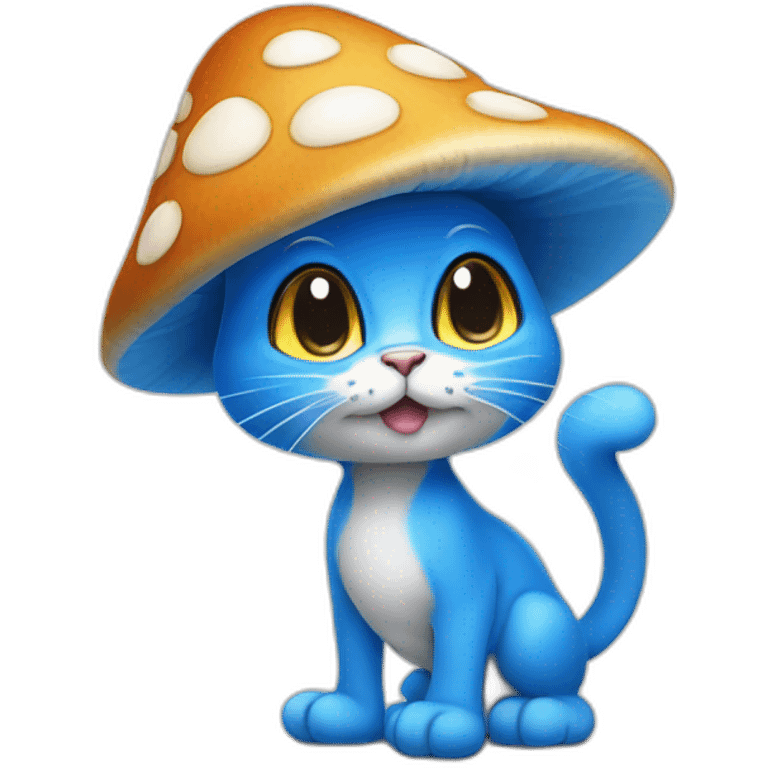 Smurf cat blue mushroom emoji