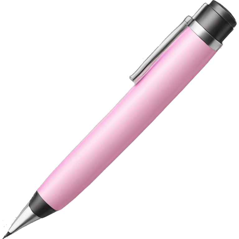 A pastel pink pen with ink emoji