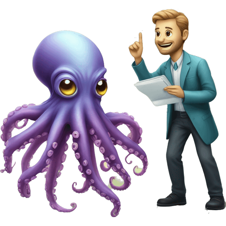 Alien Octopus with scientist  emoji