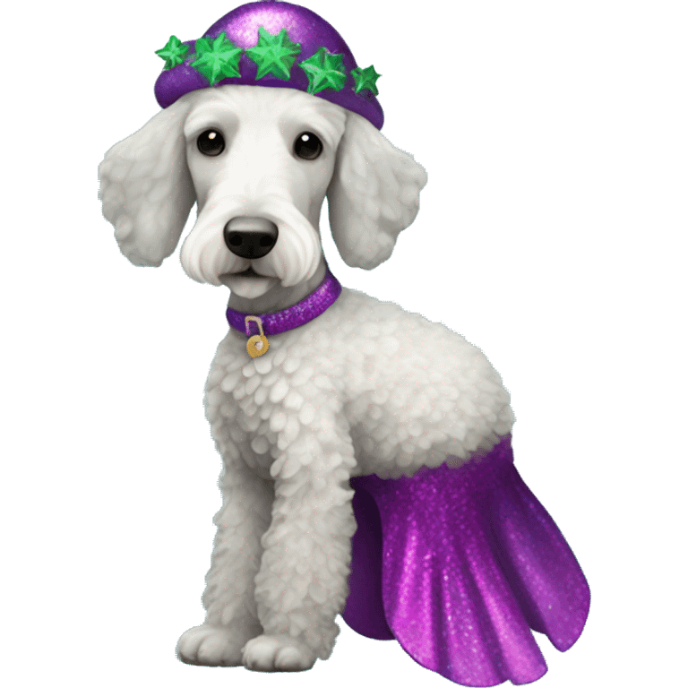 christmas bedlington terrier inside a mermaid costume emoji