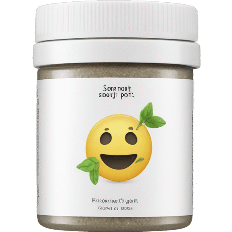 body scrub pot with label emoji