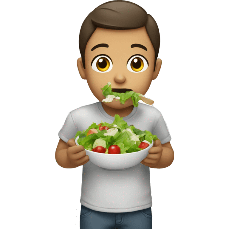 Boy eating salad emoji