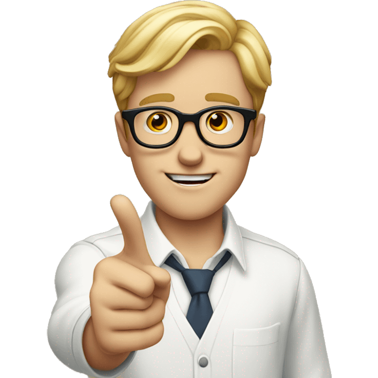 a nerdy white boy with glasses pointing his finger emoji