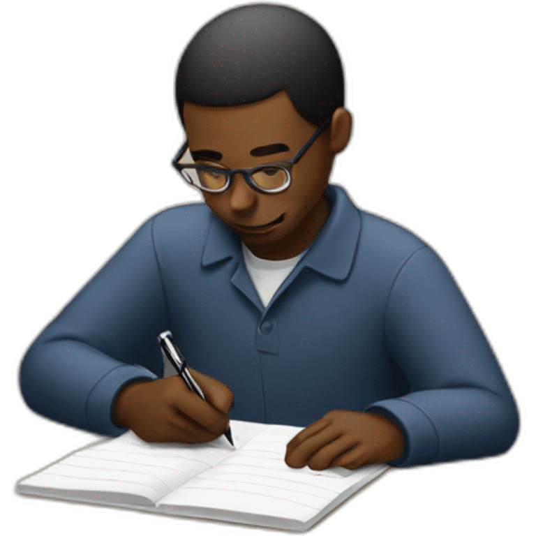 black man writing with pen emoji