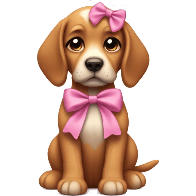 sad puppy wearing pink bow emoji