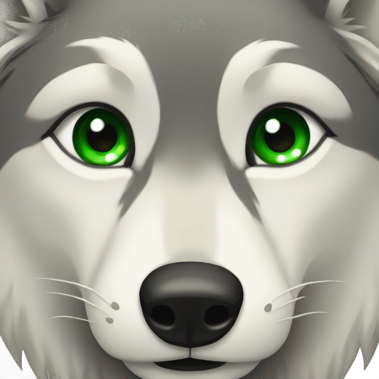 Wolf with green eyes emoji