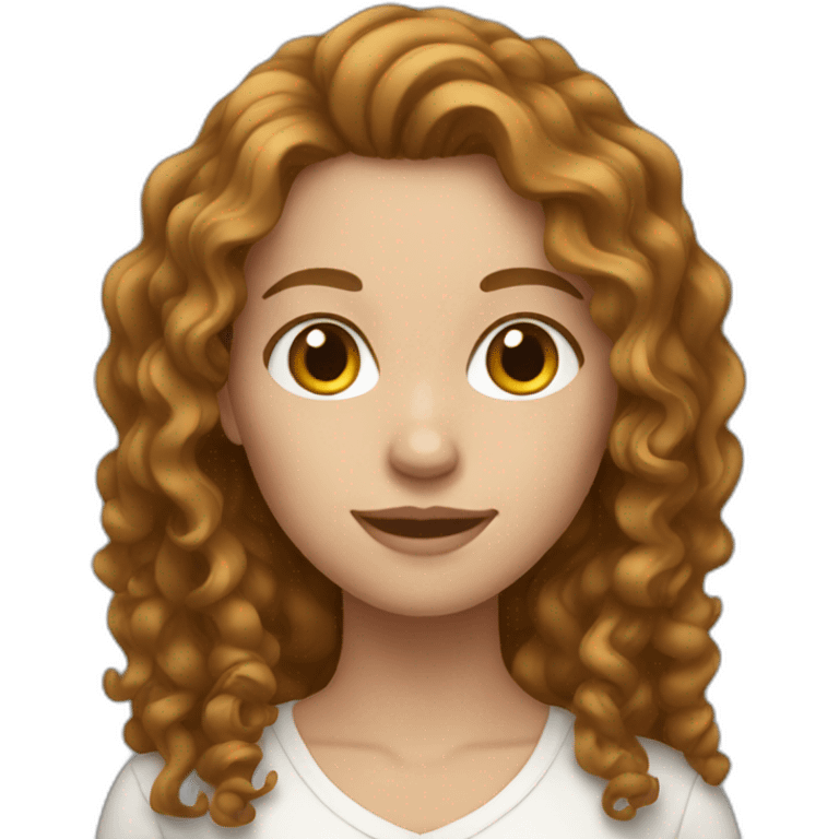 white woman with long brown curly hair emoji