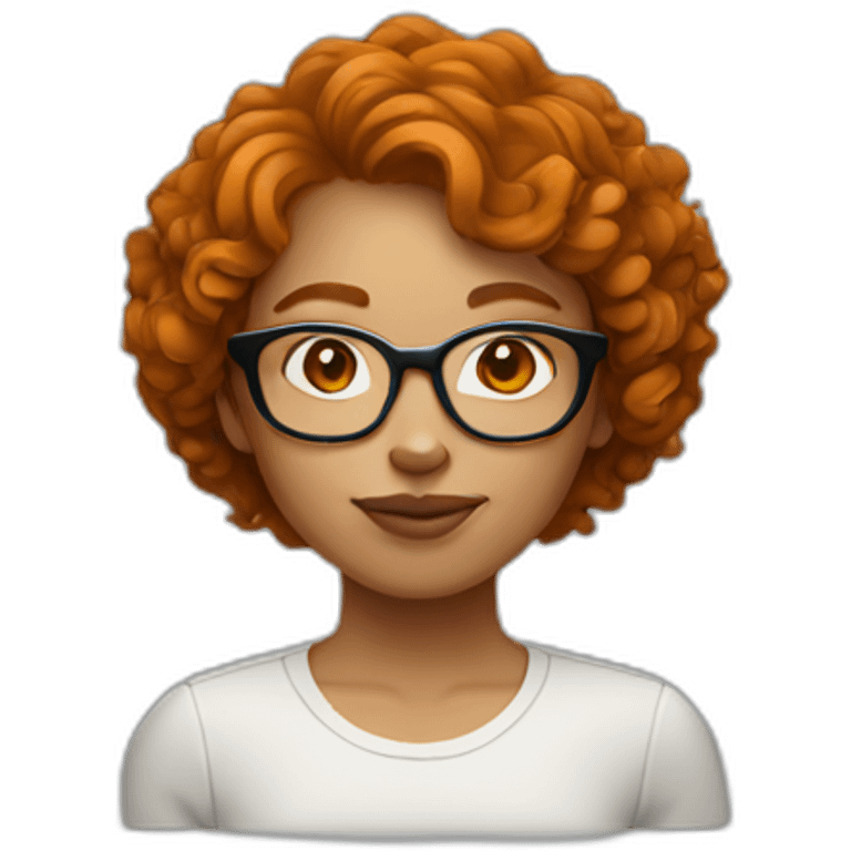 woman with short curly ginger hair glasses emoji