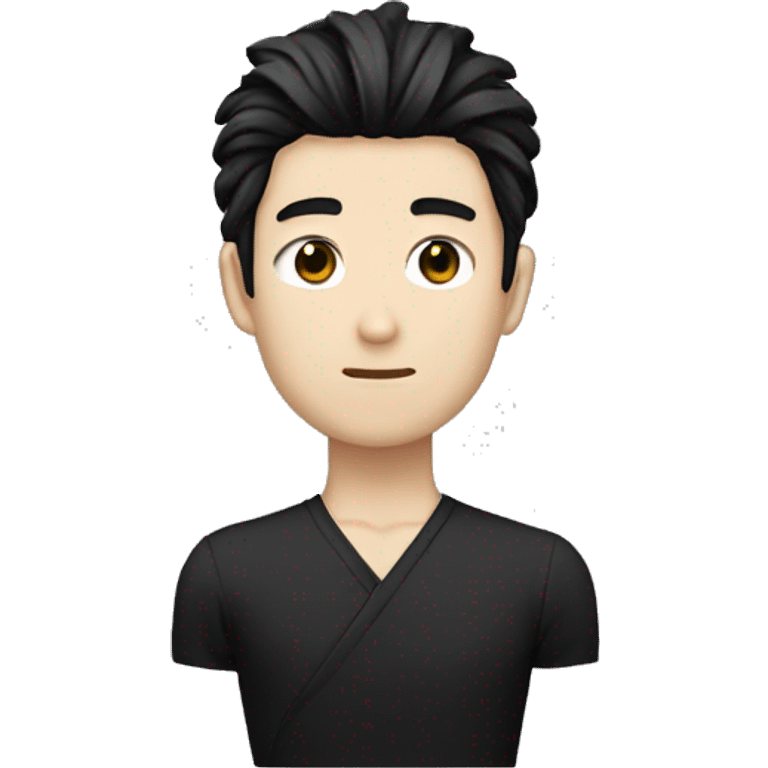 white skin color japanese man with black anime hair, make it from shoulders and create only one emoji MAKE BLACK HAİR BLACK emoji