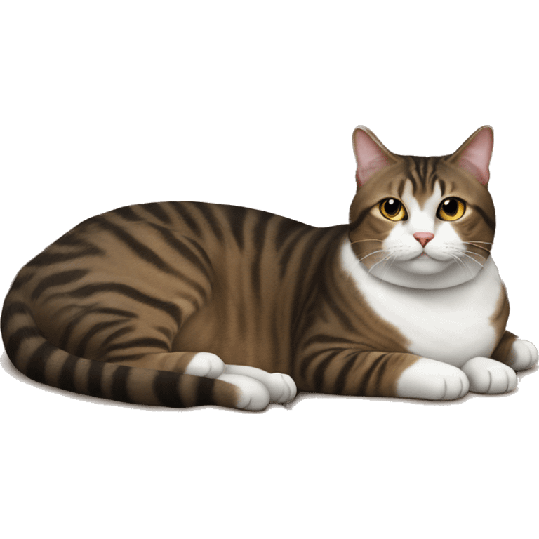 Fat Brown tabby cat on the couch emoji