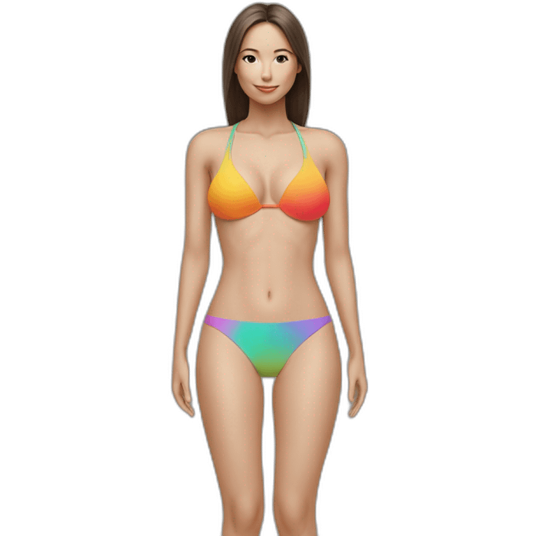 Mujer en bikini color invisible, cuerpo completo emoji