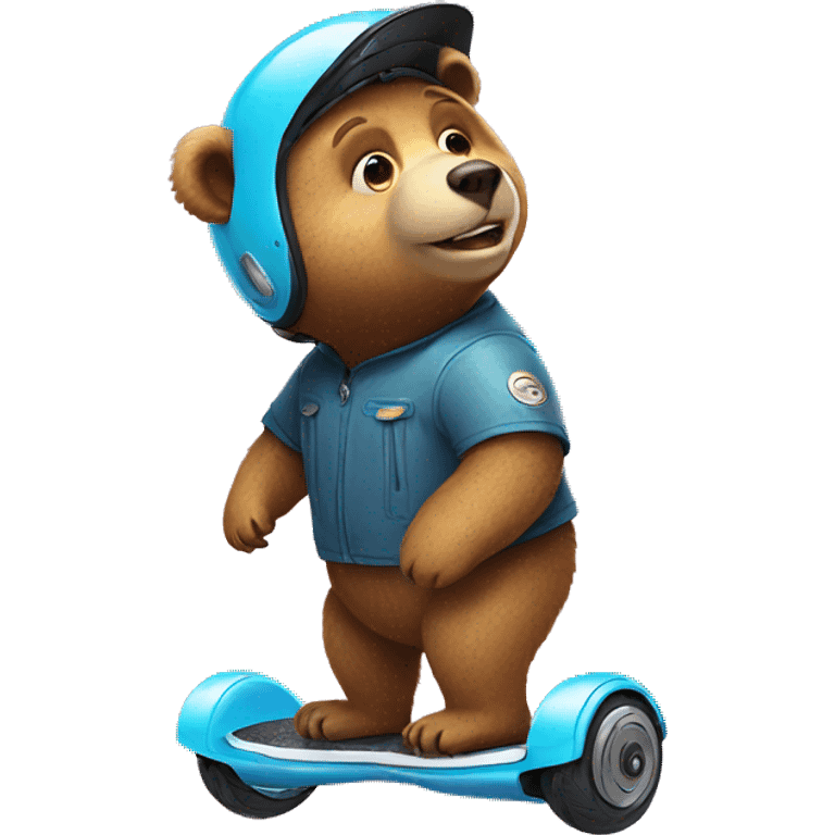 a bear on hoverboard wearing a helmet emoji