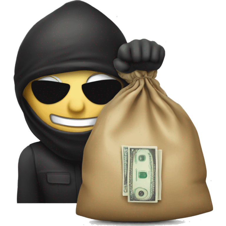 Robber emoji with bag of cash emoji