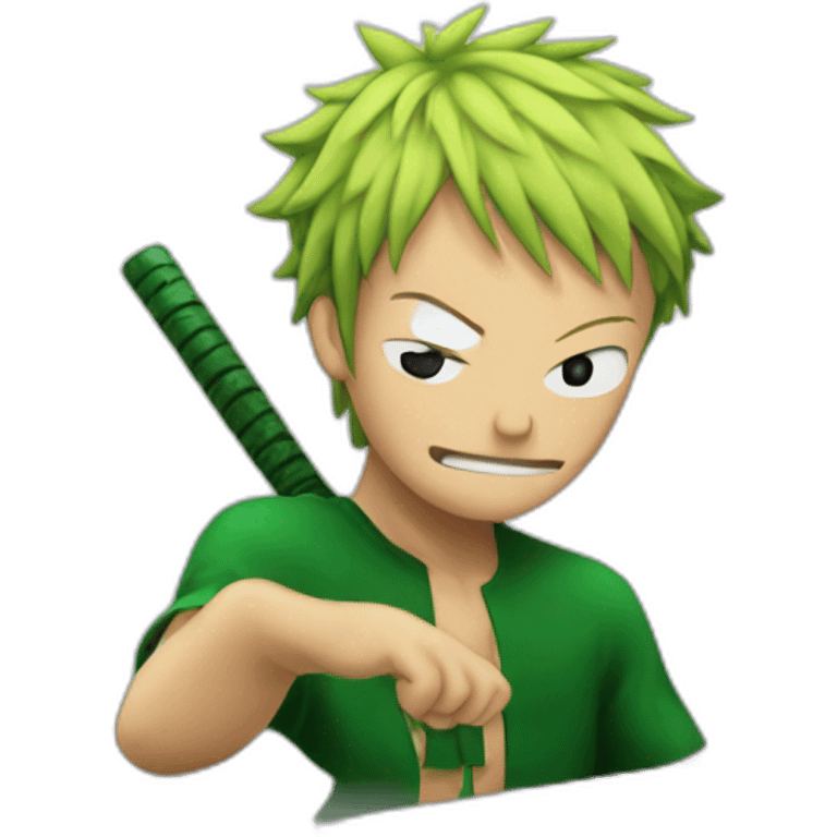 Zoro behind MacBook emoji