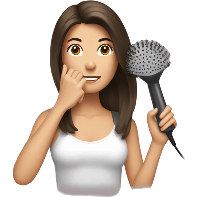 Brunette girl blow drying hair emoji