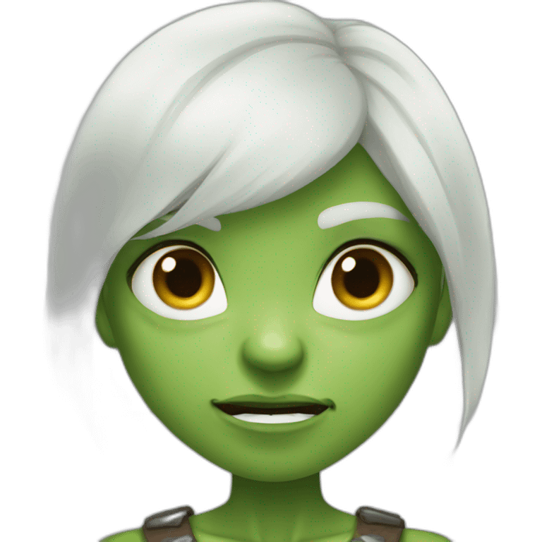 Orc girl with very short white hair is angry emoji