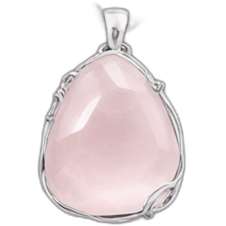 rose quartz silver necklace with chain emoji