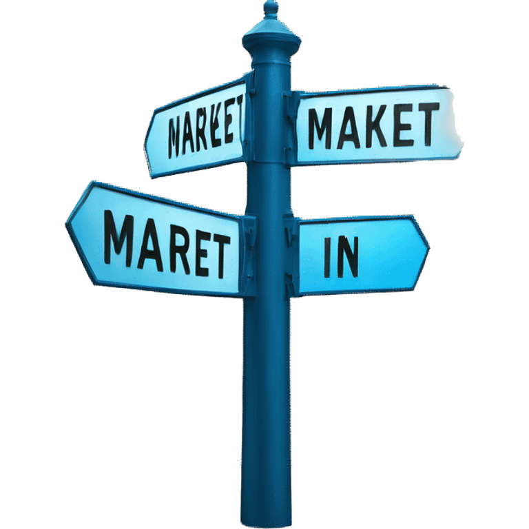 Street sign that says MARKET in blue emoji