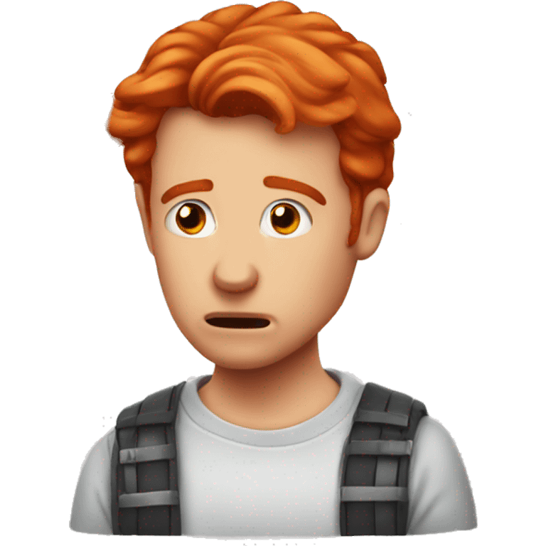 Redhead man crying with chicken wings emoji