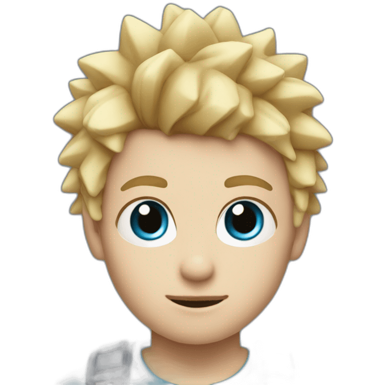 boy with blond, spiked hairs, blue eyes in memoji style, just the face emoji