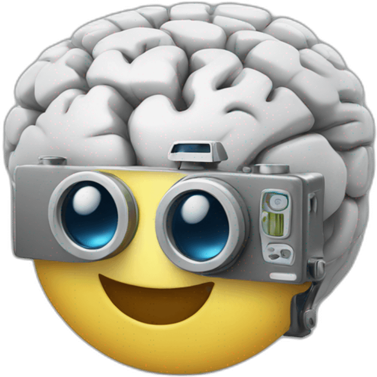 Happy Camera with a brain emoji