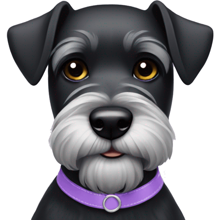 black miniature schnauzer with lilac collar emoji