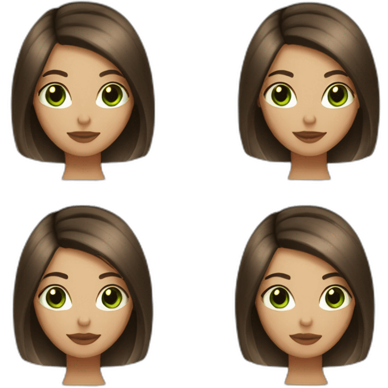 Girl bob haircut brown green eyes emoji