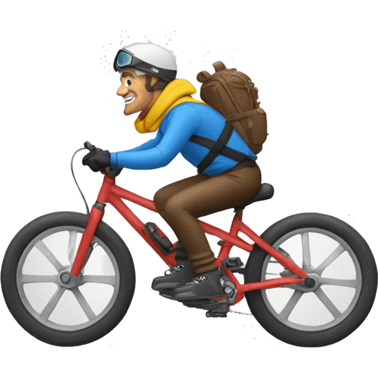 Ski bum Pavlas on a bike emoji