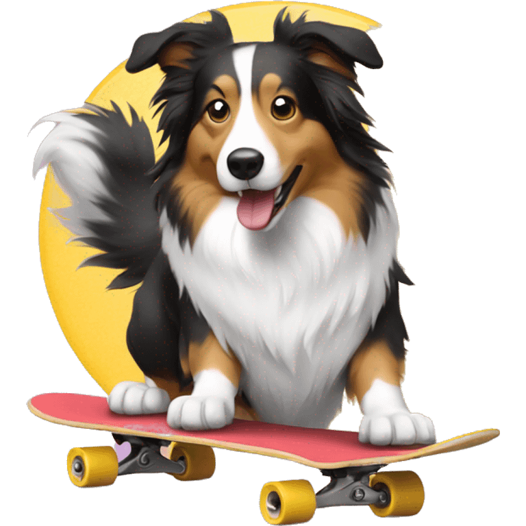 COLLIE on a skateboard emoji