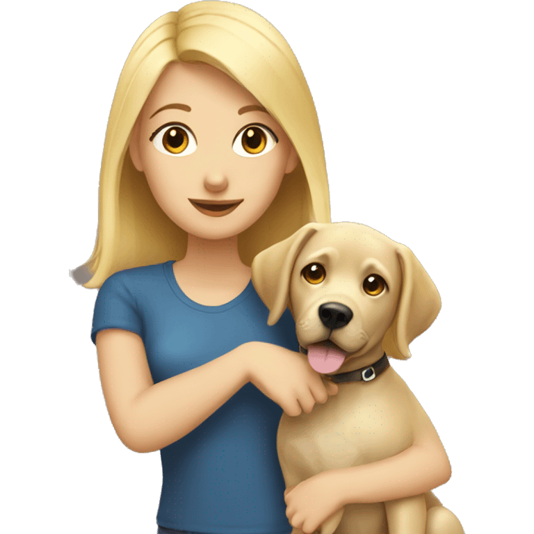 blonde girl with labrador dog emoji