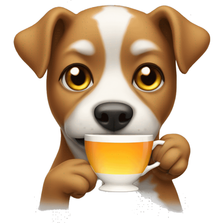 dog drink a cup of tea emoji