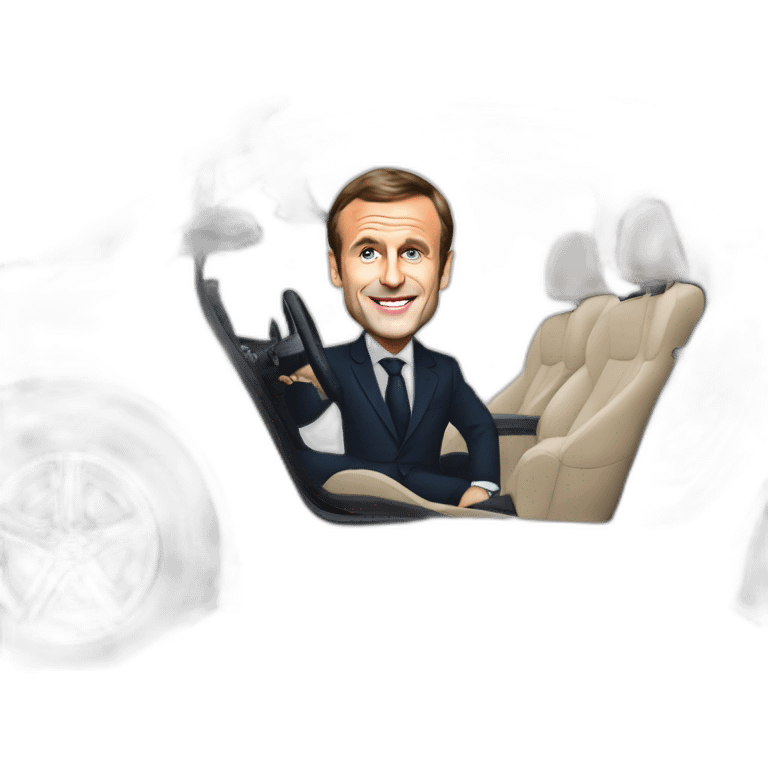 Emmanuel Macron in a Mercedes emoji