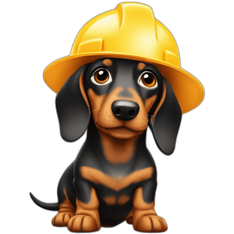 dachshund with construction hat emoji