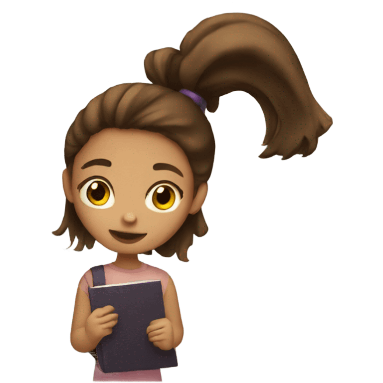 Girl with brown hair who is studying emoji