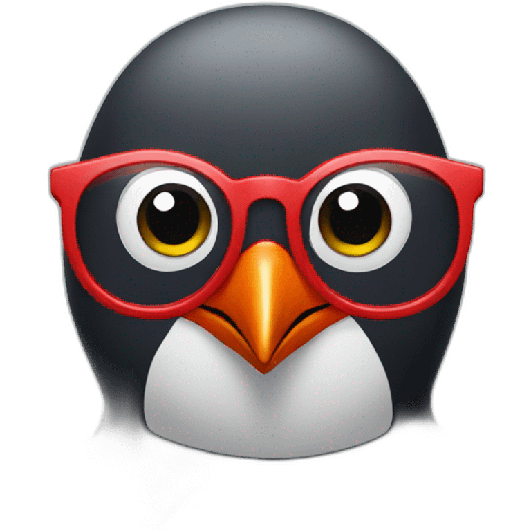 Red penguin with glasses emoji