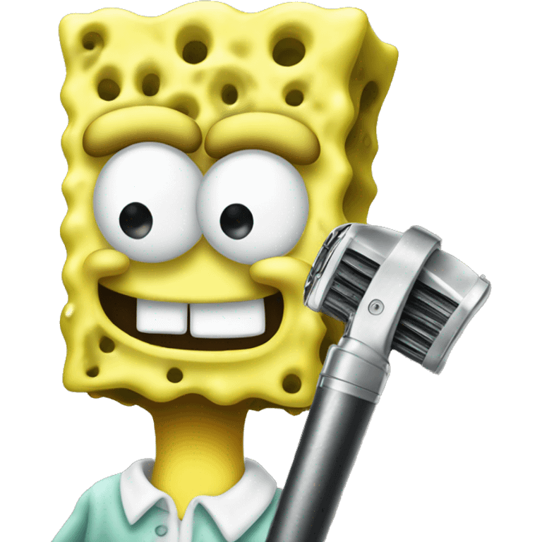 SpongeBob holding a barber pole emoji