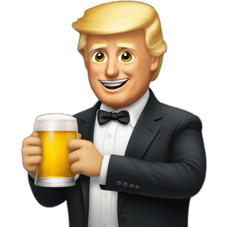 Trump qui boit une bière énorme emoji