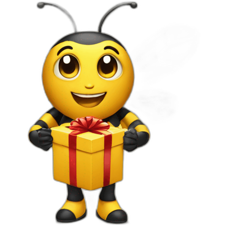 Bee with a gift box on his hands  emoji