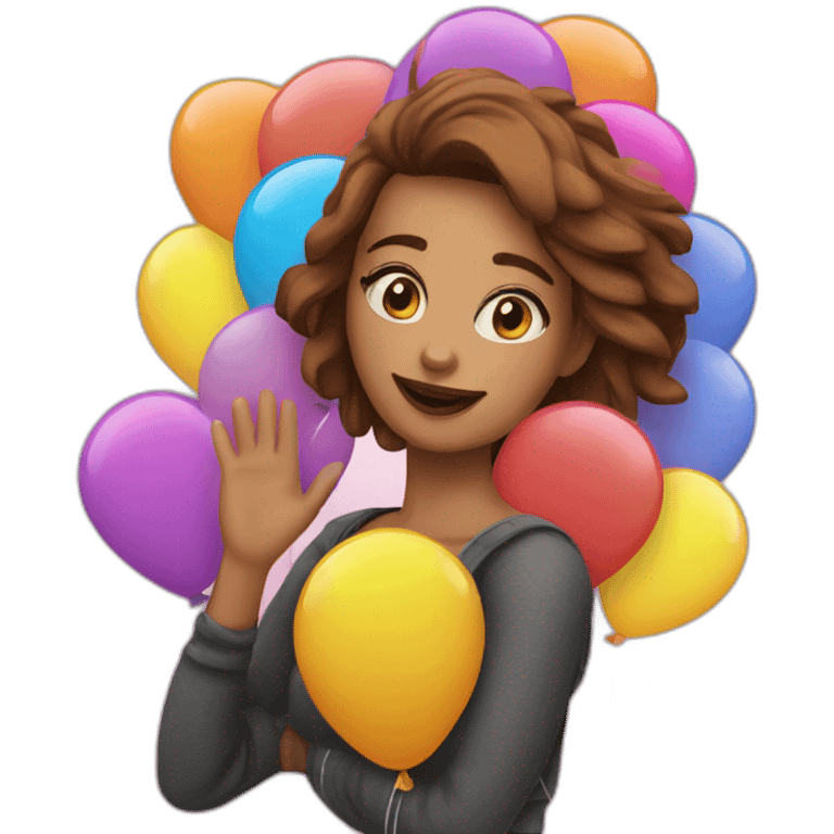 Chica con globos emoji