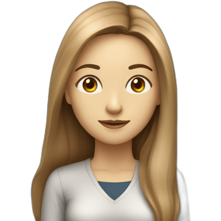 woman data science engineer, white, brown long hair, dealing with all the data related requests emoji