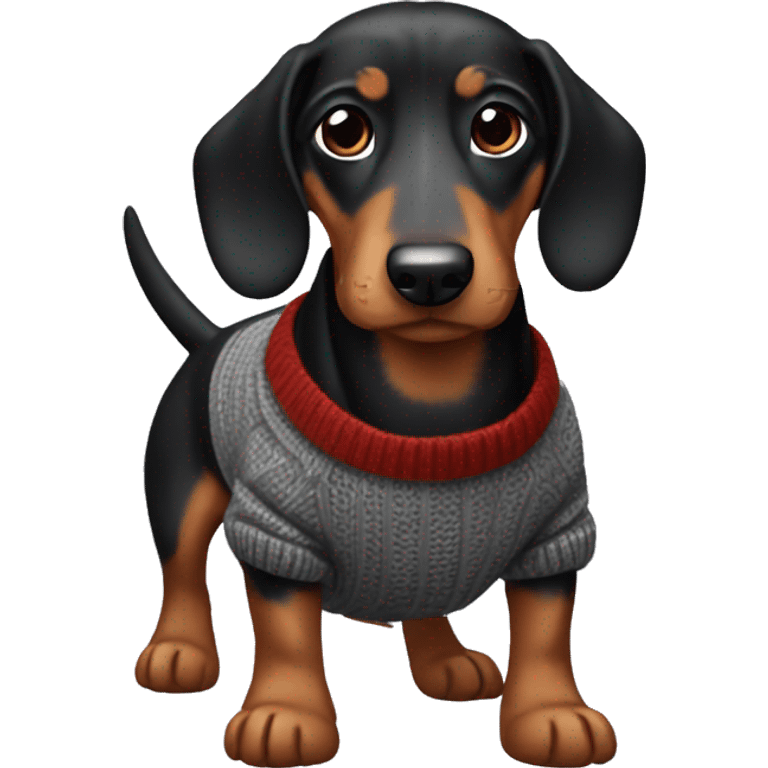 Black & tan sausage dog wearing jumper  emoji