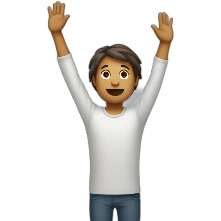 Blind man raising hands up and showing underarm with hair emoji