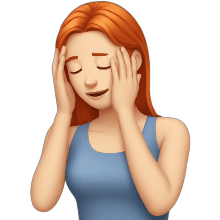 Red-haired girl makes facepalm emoji