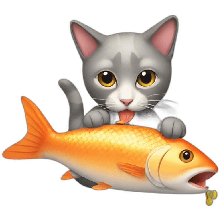 cat eating a fish emoji