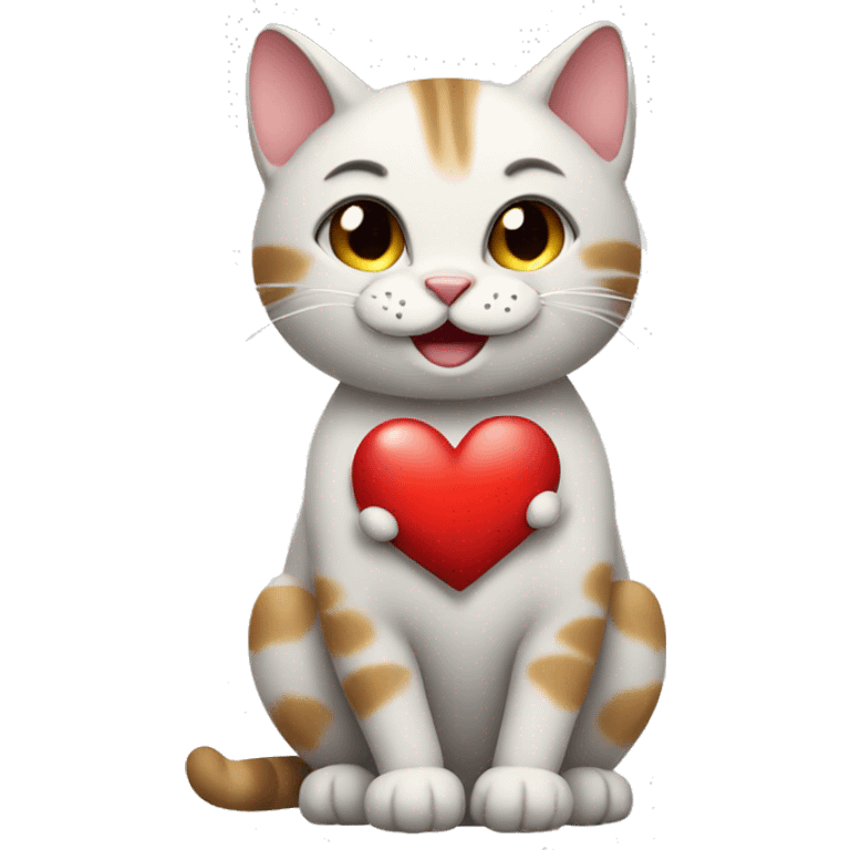 smiley cat holding a heart emoji