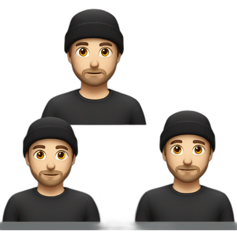 white guy with black beanie hat and small beard emoji