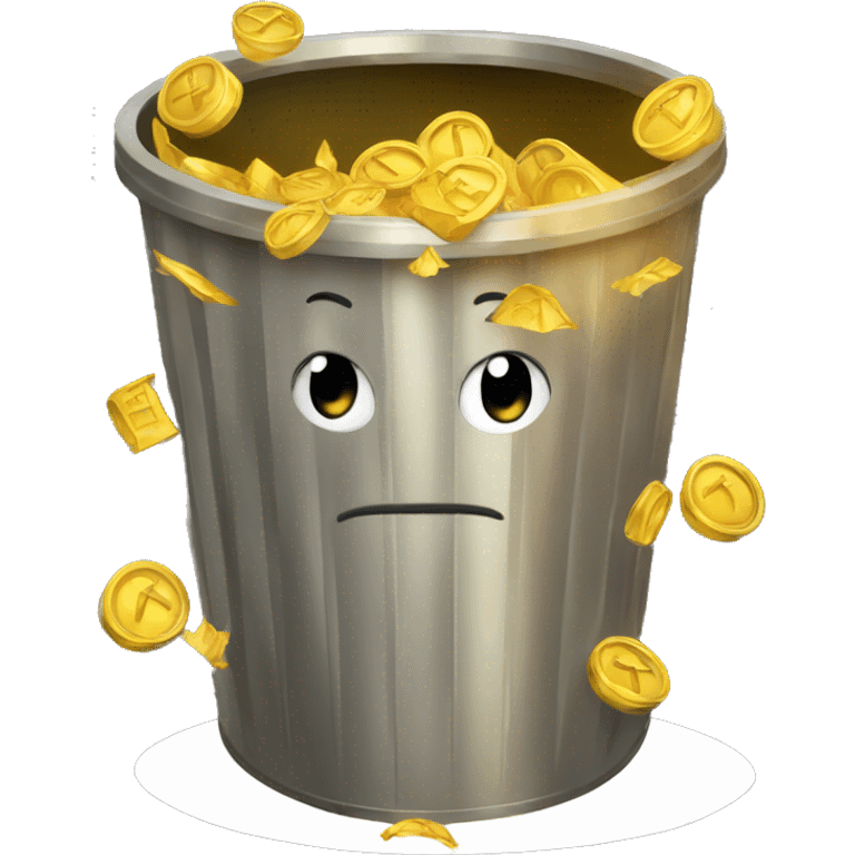 gold in trash can emoji